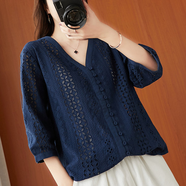 เสื้อผ้าฝ้าย เสื้อผ้าลินิน สไตล์ฤดูร้อน BY Lian Zhi Cotton and linen art สไตล์VINTAGE มีขนาดไซส์อกประมาณ 35-40 นิ้ว