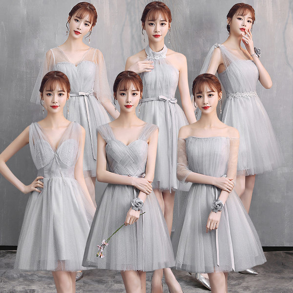 ชุดเพื่อนเจ้าสาว ชุดไปงานแต่งงาน ชุดเพื่อนเจ้าสาวสีเทา