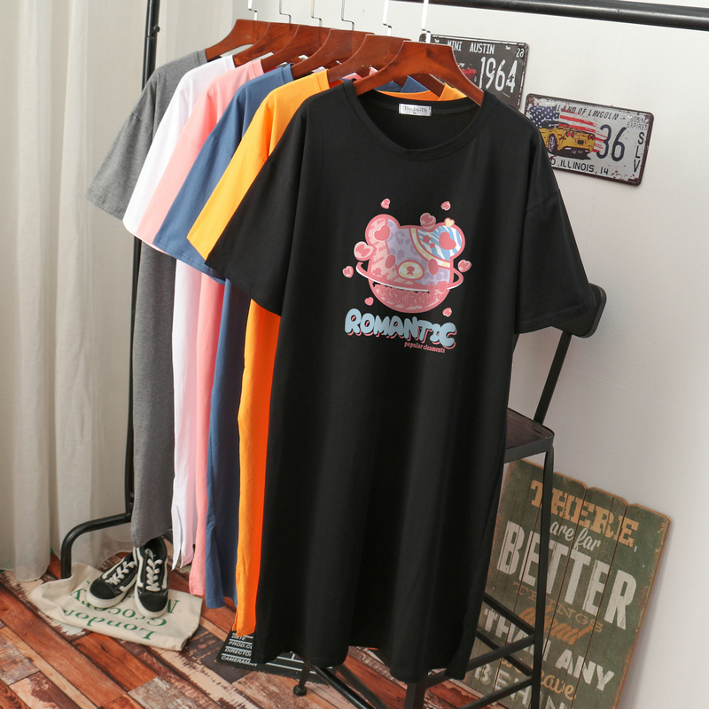 เดรสสไตล์เสื้อยืด S-3XL(อกเสื้อยืด 43- 51 นิ้ว)ใส่สบายๆอยู่บ้าน ใส่นอน