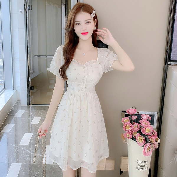 เดรสลูกไม้ เดรสชีฟองสวยๆ แขนสั้น By Meiyi women's clothing