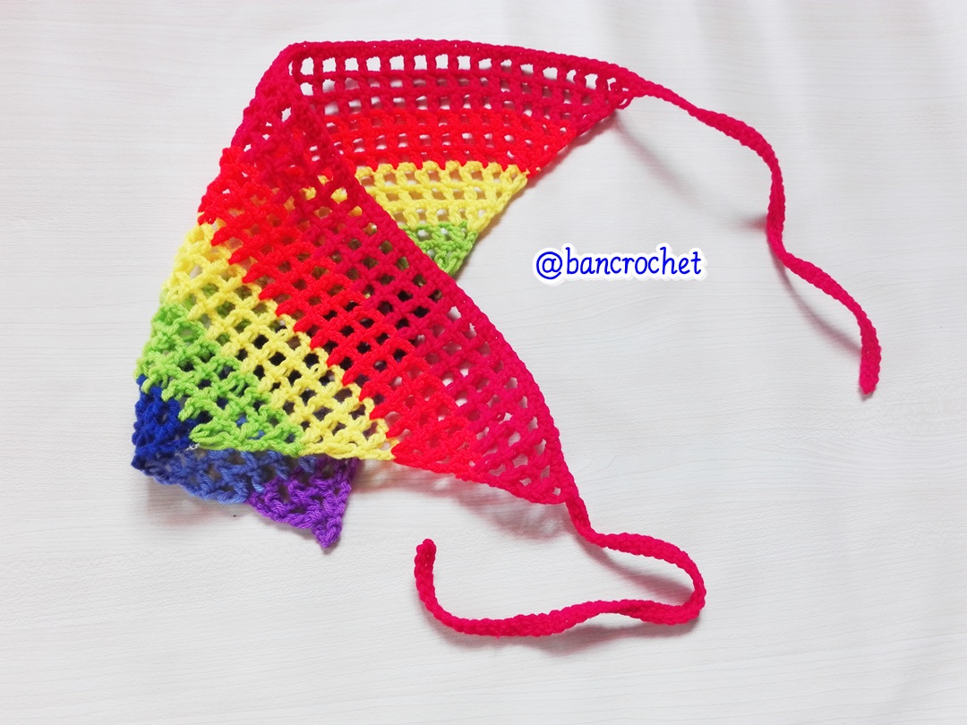 Bancrochet ที่คาดผมถักโครเชต์lสามเหลี่ยม crochet headband สีรุ้ง 18*9*9 inch