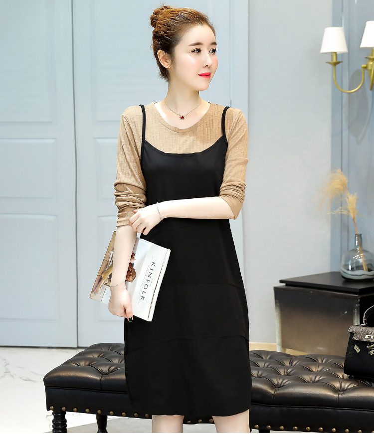 Dress4309 เดรสไซส์ใหญ่สาวอวบทรงเอี๊ยมแขนยาวสีพื้นดำทูโทน(เป็นชุดติดกัน) ผ้าคอตตอนผสมสแปนเด็กซ์เนื้อดีนุ่มมีน้ำหนักทิ้งตัว เนื้อผ้าใส่สบายยืดขยายได้เยอะ งานสวยใส่ง่ายน่ารักมาก มี 2 สี เขียว, น้ำตาล