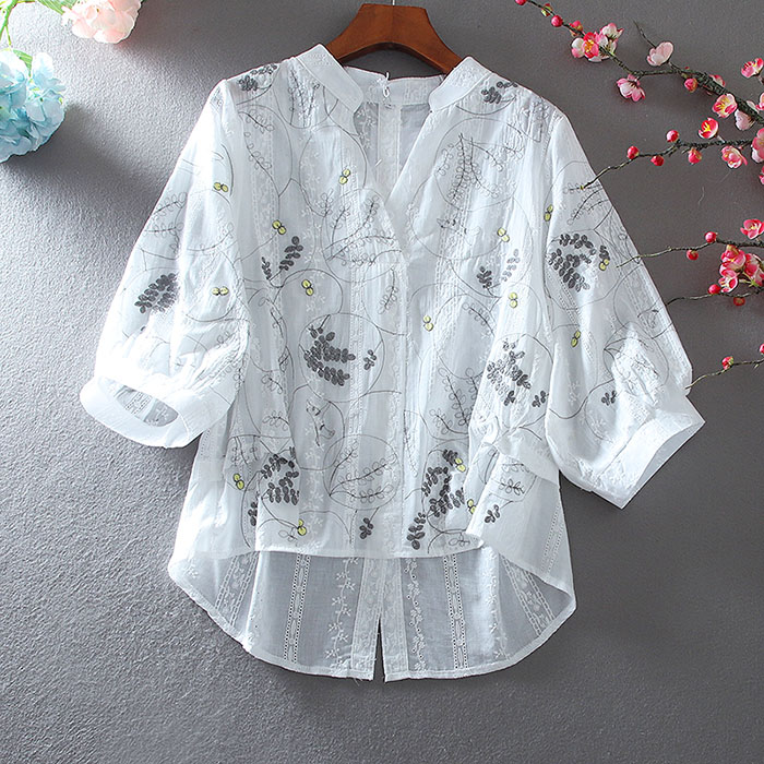 เสื้อลินิน เสื้อผ้าฝ้ายลินิน เสื้อเชิ้ตผ้าลินิน ปักลายสวยๆด้วยด้าย สไตล์VINTAGE BY Dreamroom