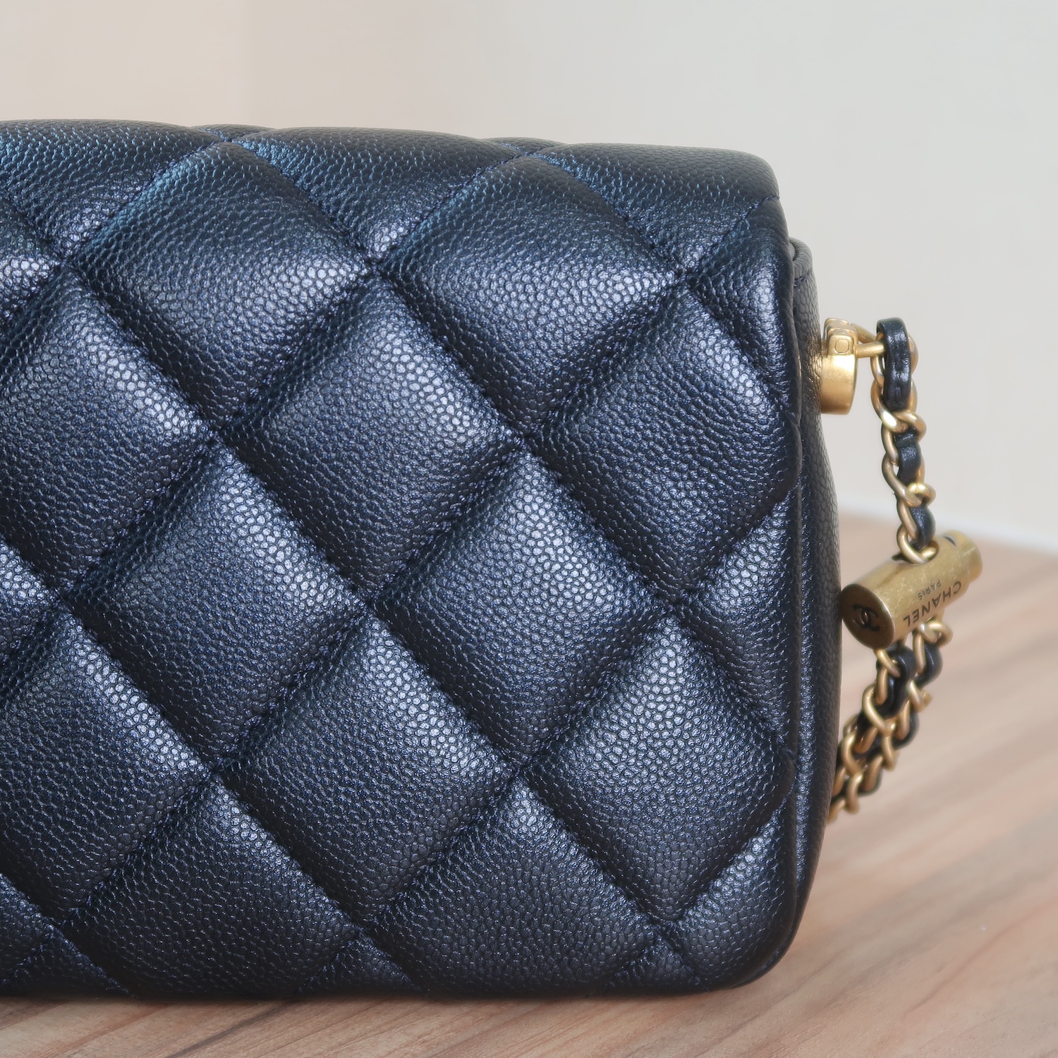 Chanel Black Caviar Mini 7" Adjustable Strap GHW