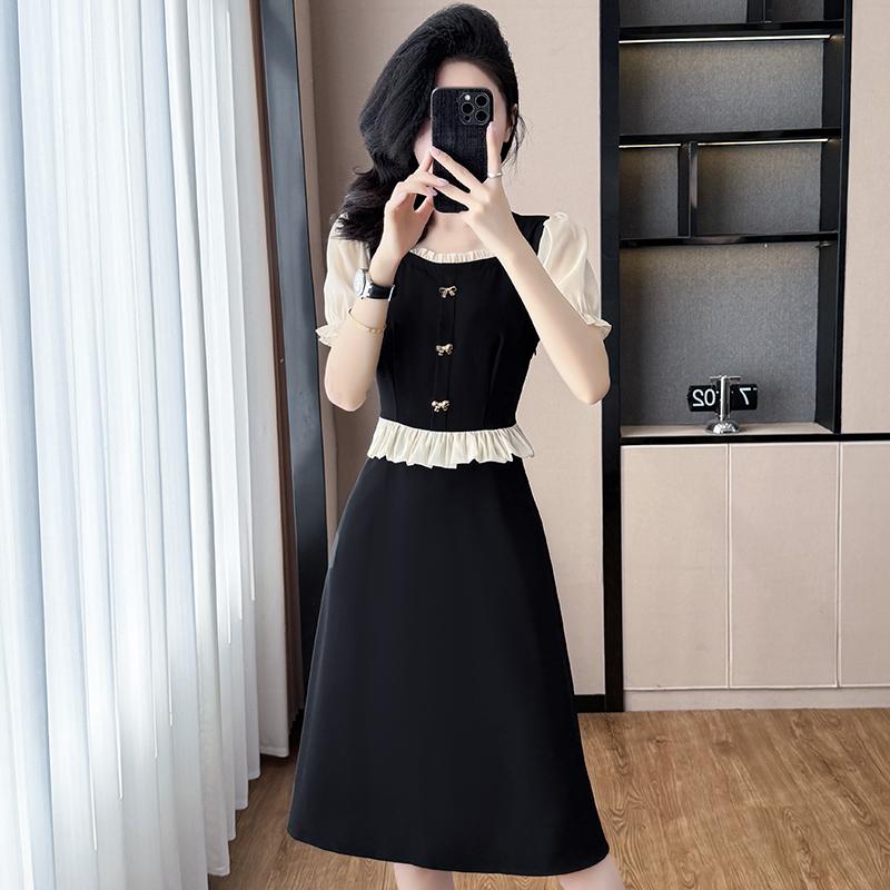 เดรสสีดำ ชุดเดรสคนอ้วน ชุดเดรสสาวพลัสไซส์ XL-5XL