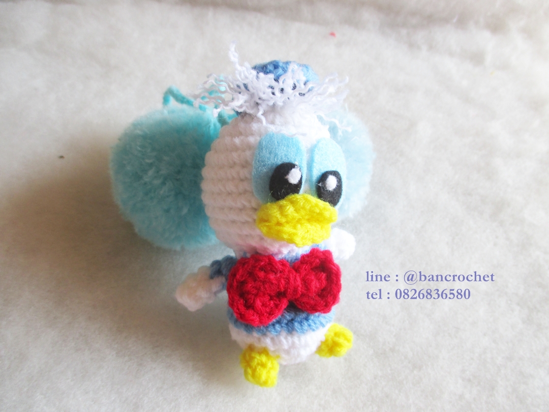 ที่ห้อยกระเป๋า พวงกุญแจตุ๊กตา โดนัลด์ ดั๊ก dolls pom pom amigurumi crochet keychain