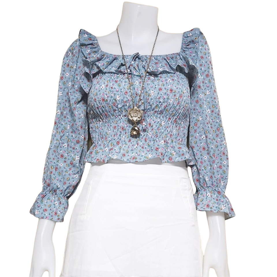 Blouse3892 รวมแบบเสื้อแฟชั่นวัยรุ่น เสื้อครอป เสื้อปาดไหล่ เสื้อสม็อค เสื้อรูดหน้า ผ้าไหมอิตาลี ผ้าชีฟอง งานแฟชั่นประตูน้ำ