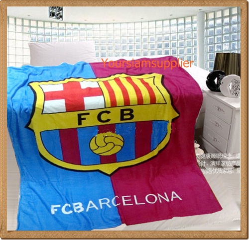 ผ้าห่มกำมะหยี่ เนื้อนุ่ม ลายทีม บาร์เซโลน่า (Barcelona)