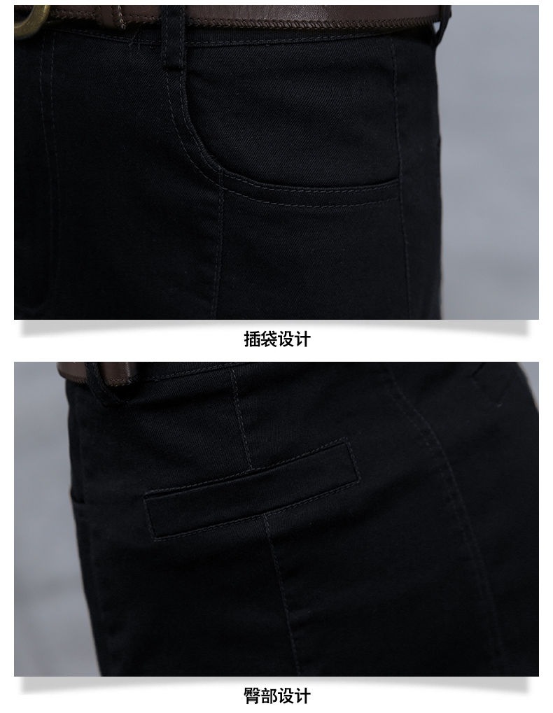 Skirt342 กระโปรงแฟชั่นผ้าคอตตอนยีนส์เนื้อดีหนาสวยสีพื้นทรงเข้ารูป ซิปหน้า กระเป๋าข้าง งานดีแมทช์ง่าย ทรงสวยเป๊ะ ใส่กับเสื้อตัวไหนก็ดูดี มี 2 สี ดำ, น้ำตาล