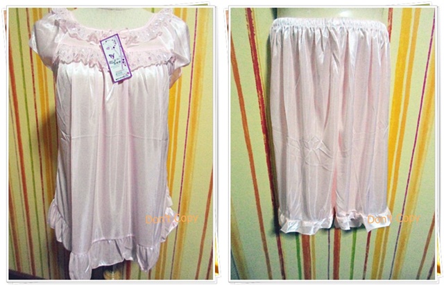 ชุดนอน ผ้าซาติน ผ้านุ่มลื่น สีชมพูอ่อน s005
