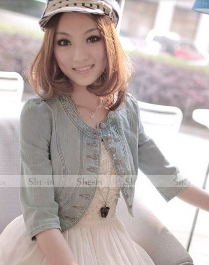 เสื้อกั๊กยีนส์ Jacket ยีนส์ แขนสามส่วน เสื้อคลุม เดรส สไตล์เกาหลี no 226893