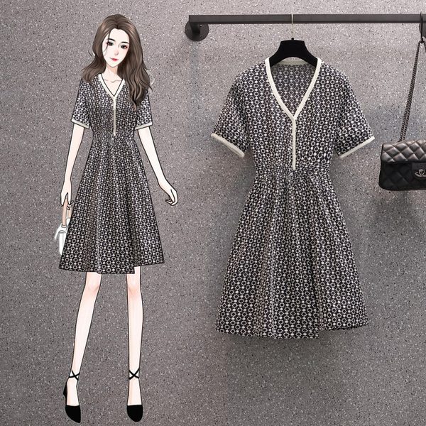 เดรสคนอ้วน เดรสสาวอวบ ชุดเดรสคนอ้วนวัยรุ่นแขนสั้น BY PLUS SIZE Girl