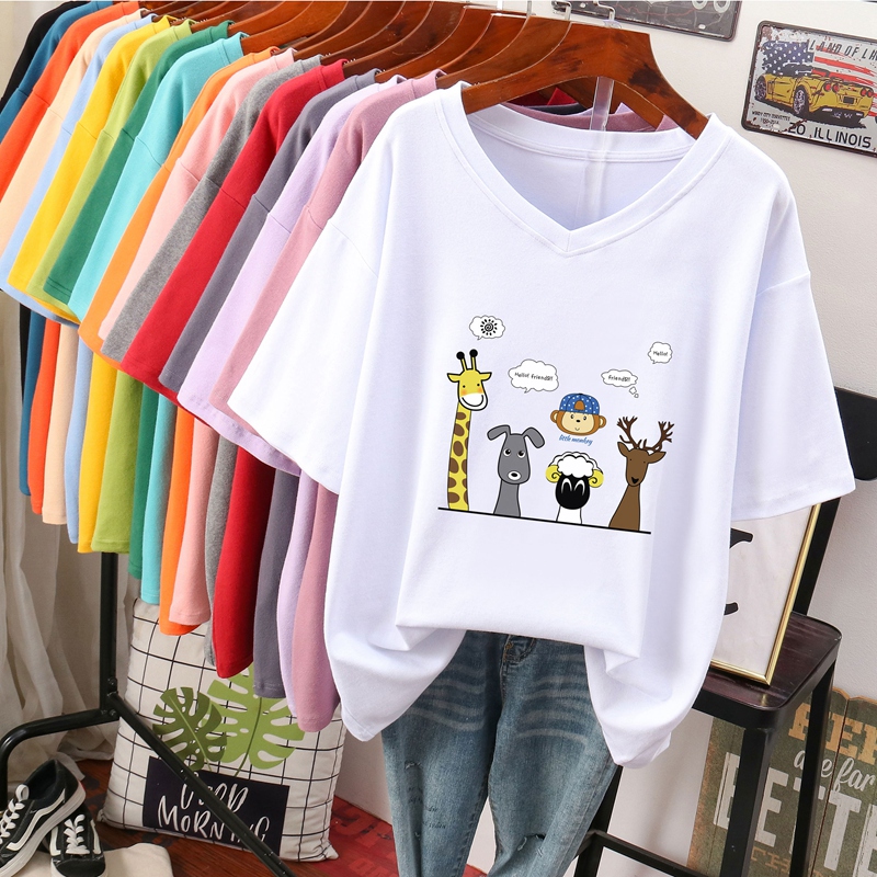 เสื้อยืดคอตตอน สกรีนลายน่ารัก มีหลากหลายสี ส่งฟรีทั่วไทย BY JIMIAO