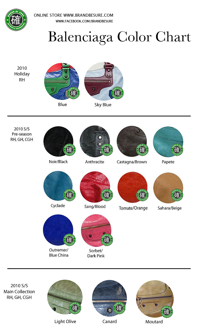 Balenciaga Color Chart 2001-2014 (ตารางสี)