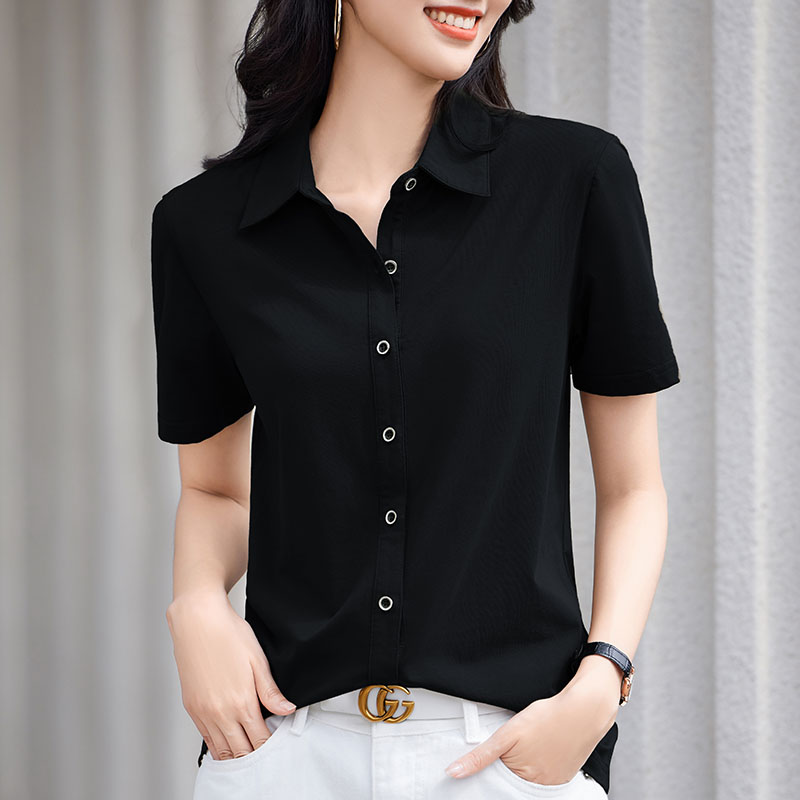 เสื้อยืดสีดำ แฟชั่น เสื้อยืด T-shirt สีดำ สวมใส่สบาย ไม่ร้อน