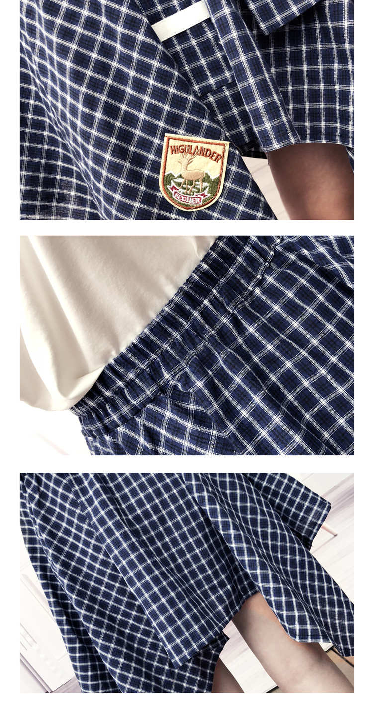 Set_bs1768 ชุดเซ็ท 2 ชิ้น(เสื้อ+กระโปรง) เสื้อยืดสีขาวเนื้อนุ่มปักลายตัวอักษร + กระโปรงลายสก็อตโทนสีน้ำเงินทรงเท่ๆ ปักอาร์ม งานเข้าเซ็ทดูมีดีเทลใส่แล้วน่ารักสุด แยกใส่กับตัวอื่นก็เก๋ไปอีกจ้า