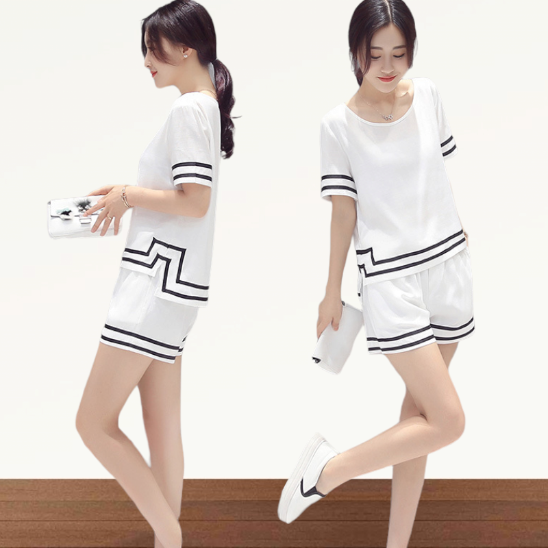 Set_bp1651 ชุดเซ็ท 2 ชิ้น(เสื้อ+กางเกง) เสื้อคอกลมแขนสั้น+กางเกงขาสั้นเอวยืดมีกระเป๋าข้าง ผ้าฝ้ายเนื้อนุ่มใส่สบาย งานสวยใส่ง่ายน่ารักมาก