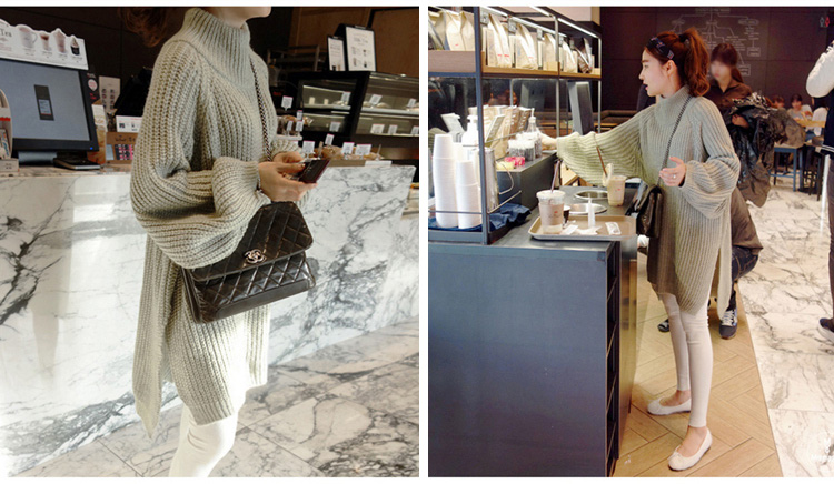 เสื้อไหมพรมตัวโคล่ง Sweater เกาหลีฝุดๆ ยืดได้เยอะ พร้อมส่ง งานจริงในภาพที่สอง เขียว,ดำ