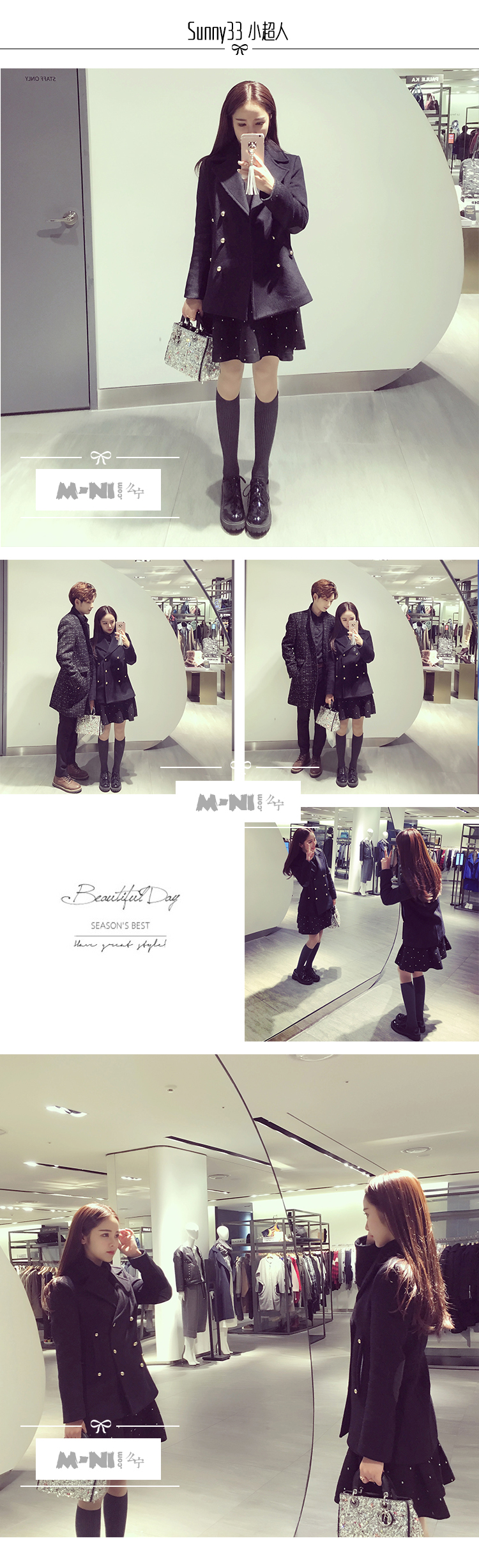 เสื้อโค้ทกันหนาว สีดำ ทรงพอดีตัว แบบนักเรียนเกาหลี ใครชอบแนวนี้พลาดไม่ได้ค่า เนื้อผ้าสำลี+สักกะหลาด บุซับในกันลม ผ้าไม่หนามาก ดำ