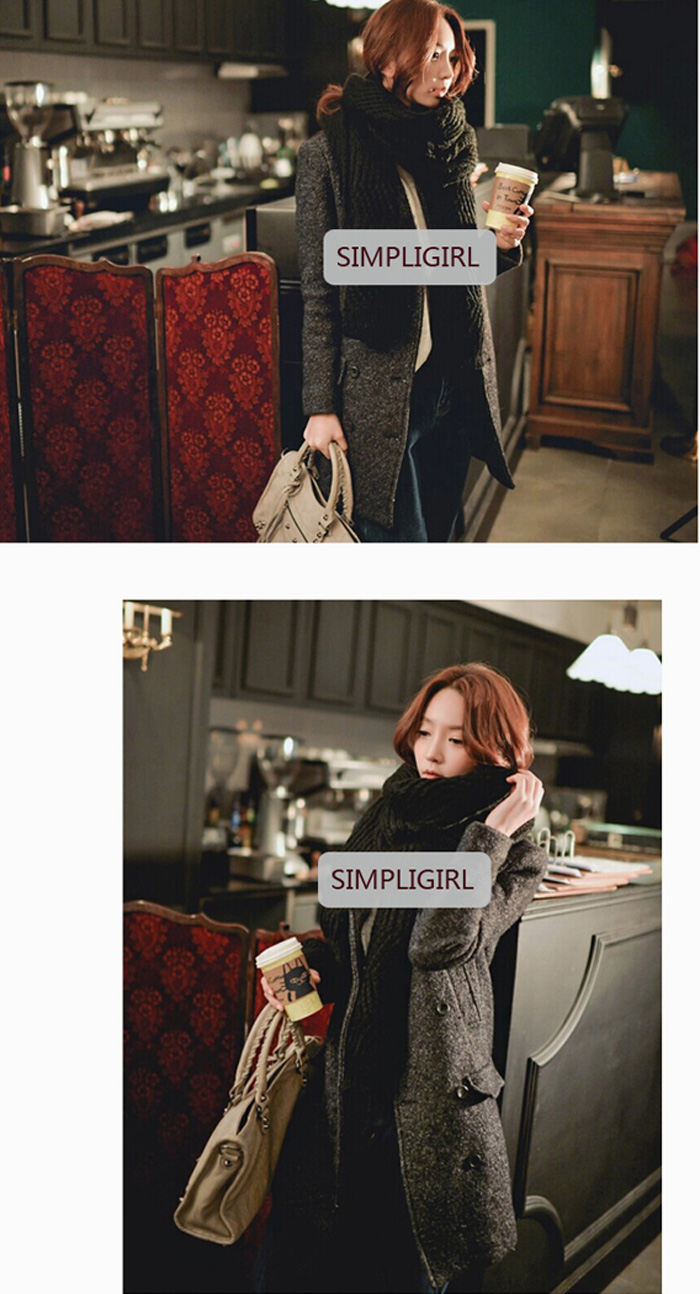 ผ้าพันคอ ไหมพรม เกาหลี สีดำ มิกกับชุดไหนก็สวย พร้อมส่ง