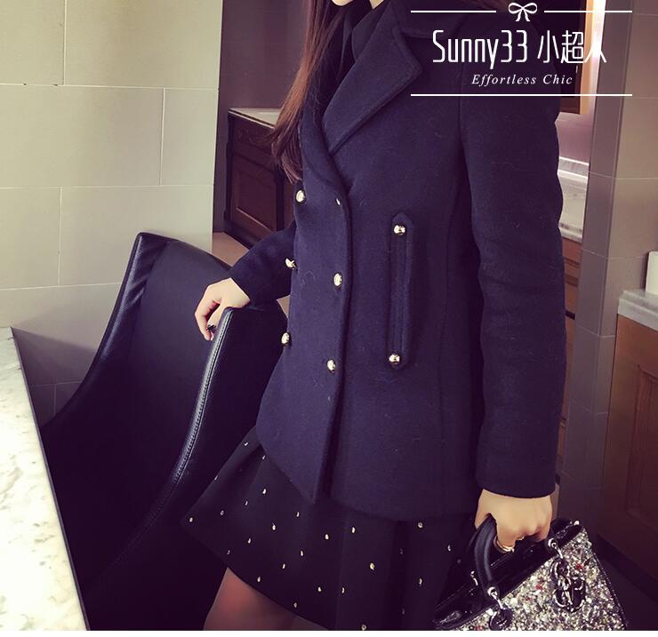 เสื้อโค้ทกันหนาว สีดำ ทรงพอดีตัว แบบนักเรียนเกาหลี ใครชอบแนวนี้พลาดไม่ได้ค่า เนื้อผ้าสำลี+สักกะหลาด บุซับในกันลม ผ้าไม่หนามาก ดำ