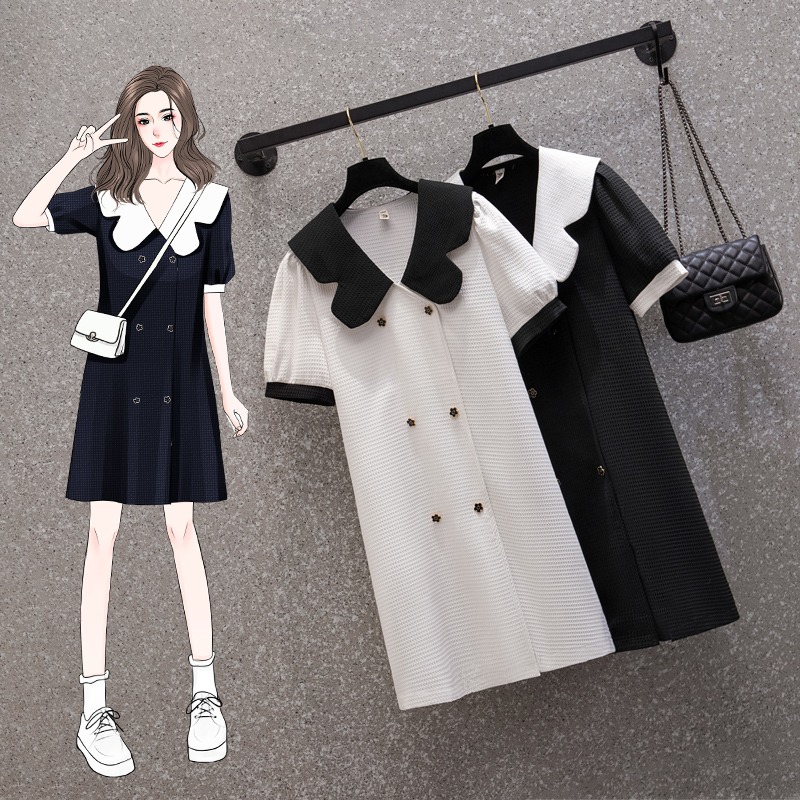 เดรสแขนสั้น มีไซส์ L-4XLอก 38-47 นิ้ว ใส่ได้ทั้งสาวหุ่นดีน่ารักจนถึงสาวอวบพลัสไซส์