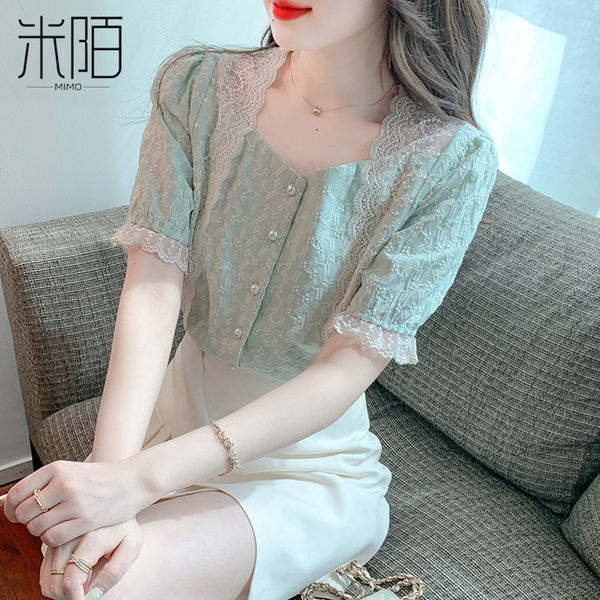 เสื้อลูกไม้ แขนสั้น