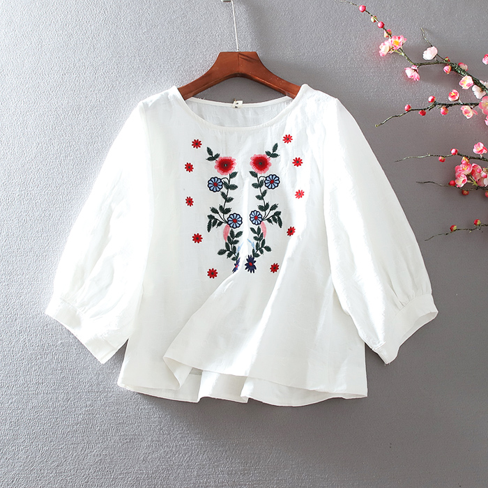 เสื้อผ้าฝ้าย เสื้อผ้าลินิน เสื้อฟรีไซส์ ปักลายสวยๆด้วยด้าย สไตล์VINTAGE มีขนาดไซส์เดียว สำหรับอก 35-40 นิ้ว