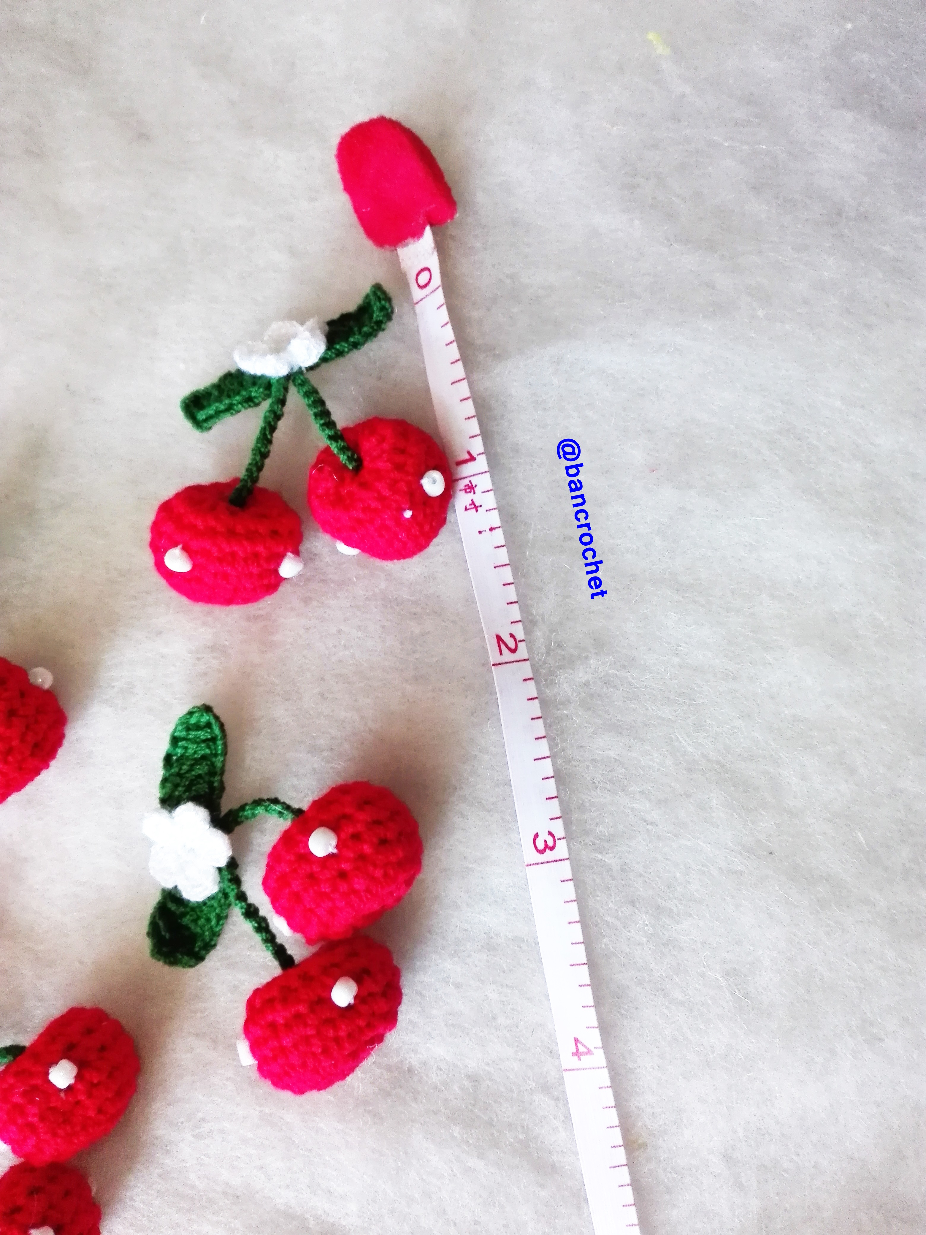Bancrochet เชอรี่ถักโครเชต์ crochet cherry แดง 1.5 นิ้ว