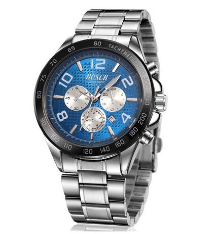 นาฬิกาข้อมือ ผู้ชาย สาย Stainless steel สีเงิน หน้าปัดสีน้ำเงิน แนว Sport นาฬิกาข้อมือ แบบมีระบบ วันที่ ความหรูหรา ผสม แนวสปอร์ต ลงตัว 433160