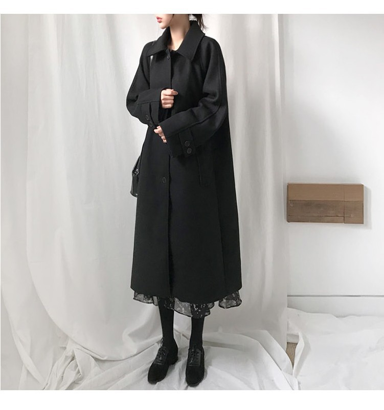 OverCoat เสื้อโค้ทยาวกันหนาว สไตล์ญี่ปุ่น แบบเรียบๆ ผ้าวูลผสมเนื้อดี บุซับในกันลม พร้อมส่ง
