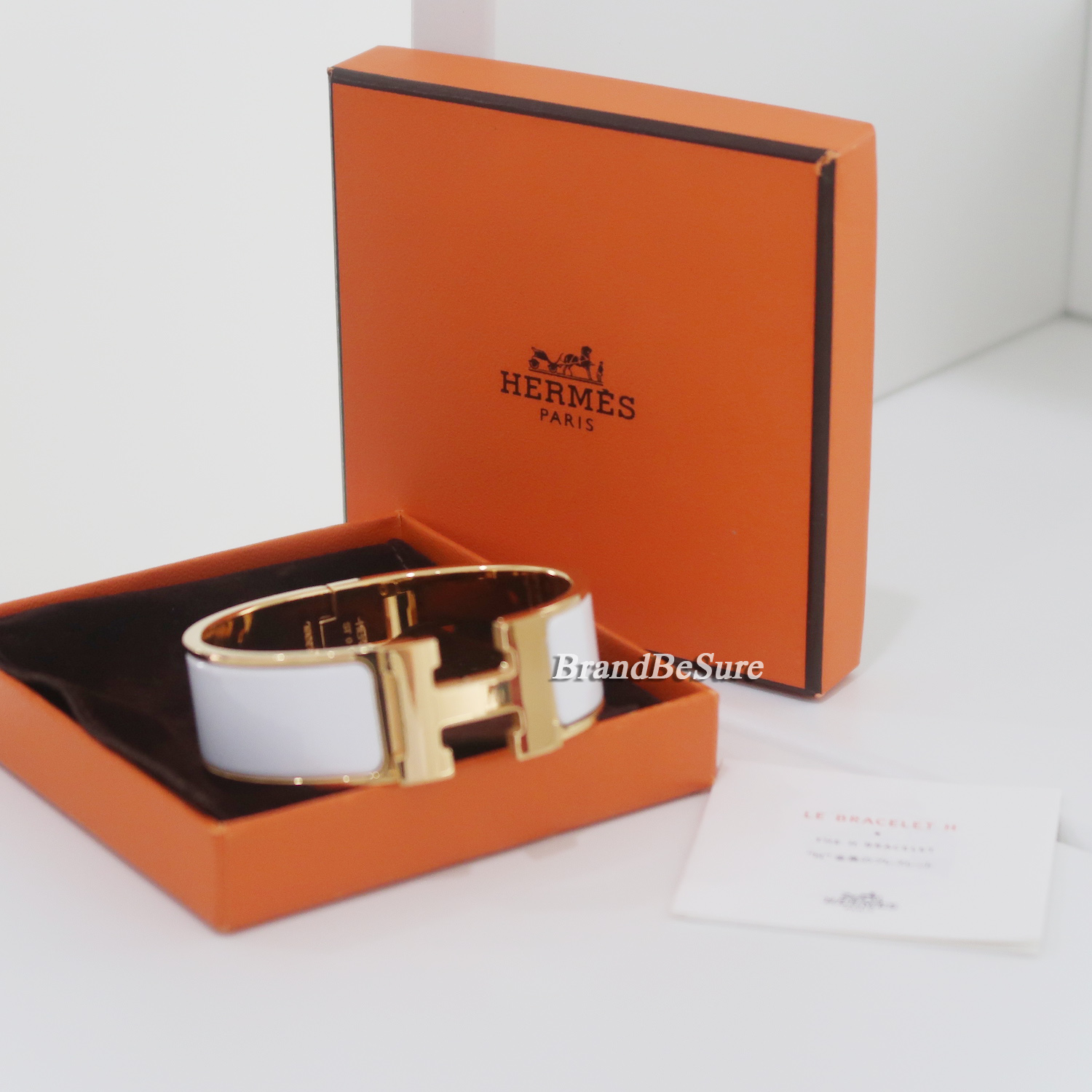 Hermes White Enamel Clic Clac H Bracelet Medium PM