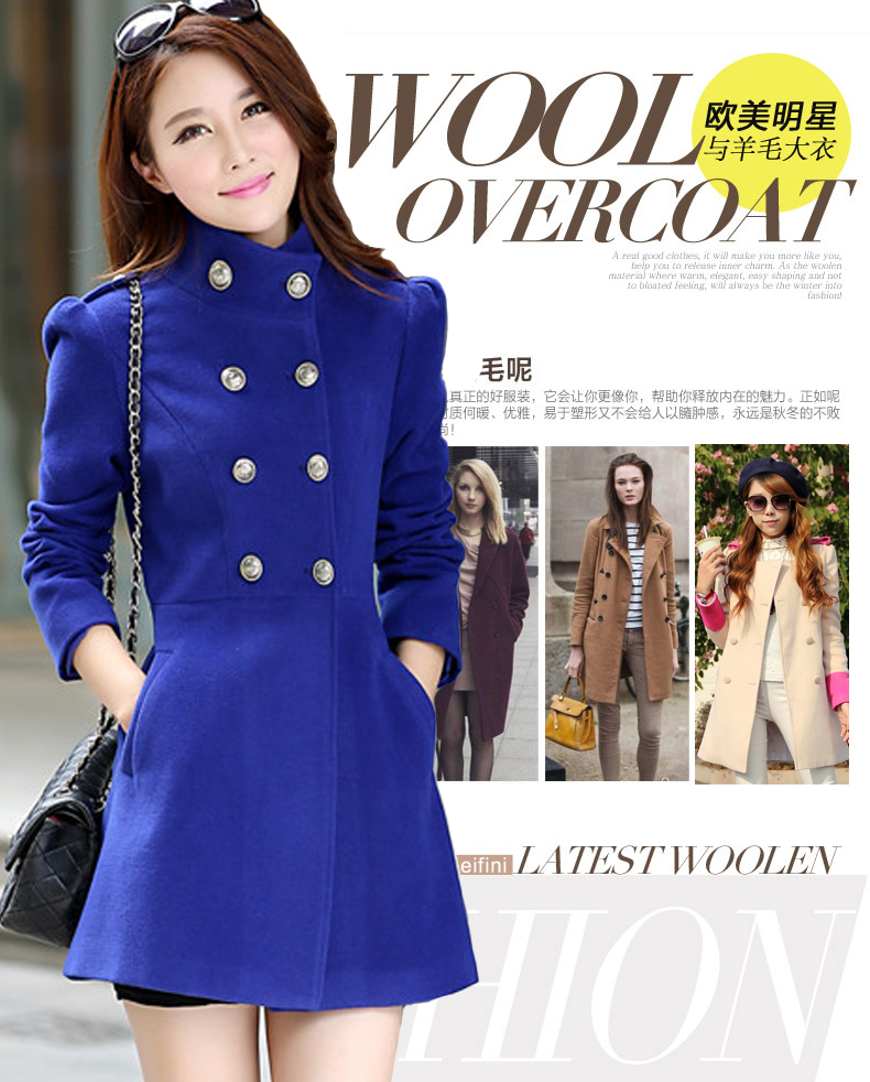 เสื้อโค้ทตัวยาว ทรงสวย ใส่คลุมเป็นเดรสสั้นได้เลย สีน้ำเงิน พร้อมส่งจ้า น้ำเงิน