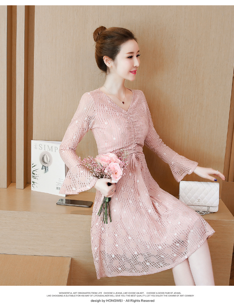 Dress4503 เดรสยาวลูกไม้ทรงสวย แขนยาวแต่งระบาย มีเชือกรูดกลางอกเก๋ๆ ดูมีดีเทล ผ้าลูกไม้เนื้อดีหนาสวยเกรดพรีเมียม งานดีผ้าสวยเหมือนราคาหลักพัน