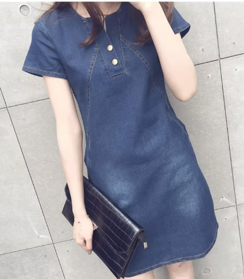 เดรส กระโปรงยีนส์ แบบน่ารัก ๆ ใส่สบาย แบบมีกระเป๋า เดรส กระโปรงมาใหม่ ใส่สวย 317766