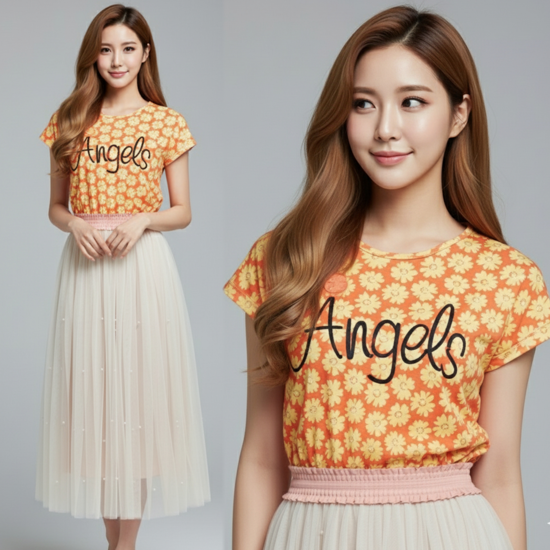🌼 Dress3490 Maxi Dress แม็กซี่เดรสยาวลายดอกไม้ต่อกระโปรงยาวเอวสม็อค ผ้ามุ้งครีมแต่งมุก ดีไซน์เหมือนใส่ 2 ชิ้น ดีเทลที่ดูแพงแบบไม่เยอะเกินไป