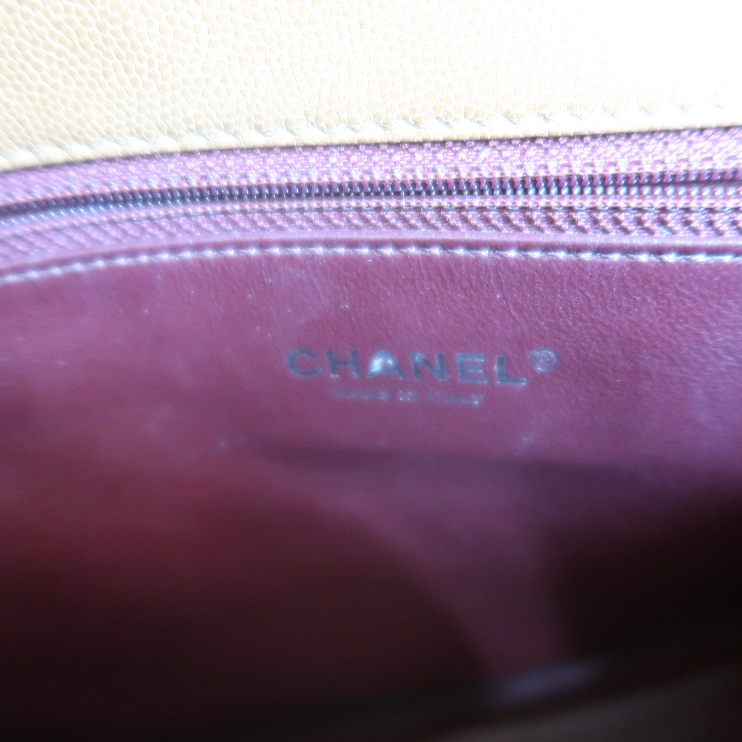 Chanel Caramel Caviar Coco Handle Lizard Medium 13" RHW