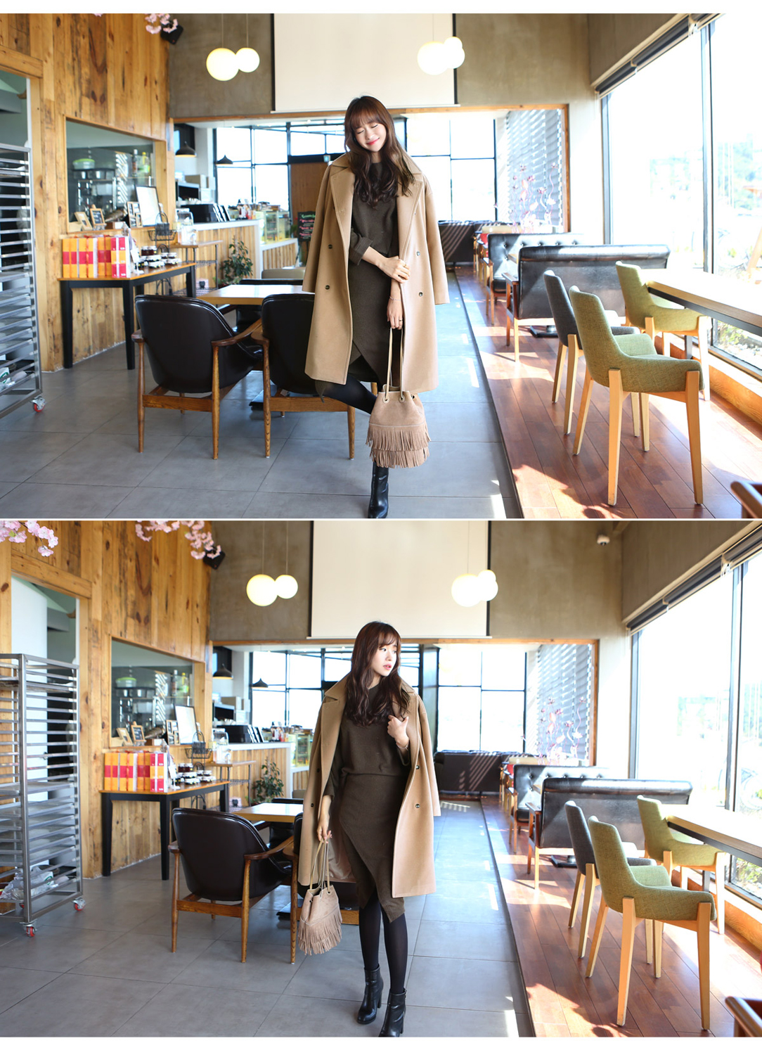 OverCoat เสื้อโค้ทกันหนาวตัวยาว สีน้ำตาล งานดี ผ้าวูลเนื้อดีเรียบไม่เป็นขุย บุซับในกันลมอย่างดี พร้อมส่ง