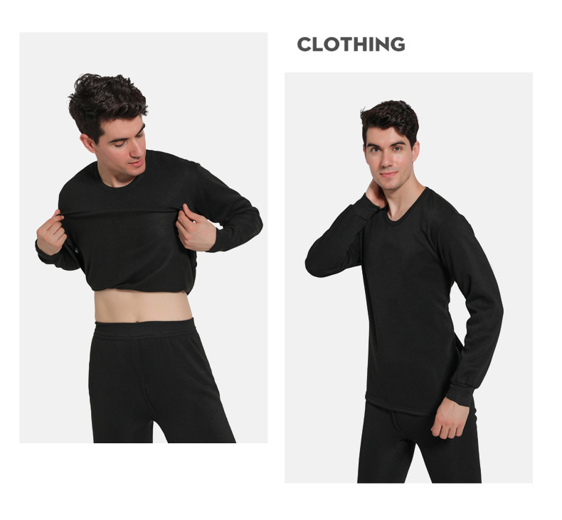 HEATTECH (ฮีทเทคชาย เสื้อ+กางเกง) L-4XL ใส่กันหนาว/เพิ่มความอุ่น ด้านในเป็นเนื้อสักหลาด น้ำหนักเบา