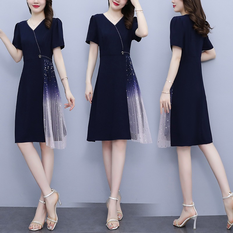 เดรสแขนสั้น มีไซส์ L-5XLอก 38-48 นิ้ว ใส่ได้ทั้งสาวหุ่นดีน่ารักจนถึงสาวอวบพลัสไซส์