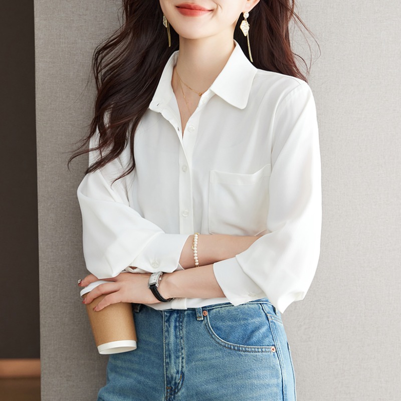 เสื้อเชิ้ตผู้หญิงแขนยาว เสื้อเชิ้ตผู้หญิงใส่ทํางาน 390 บาทต่อชิ้น ฟรีค่าจัดส่ง