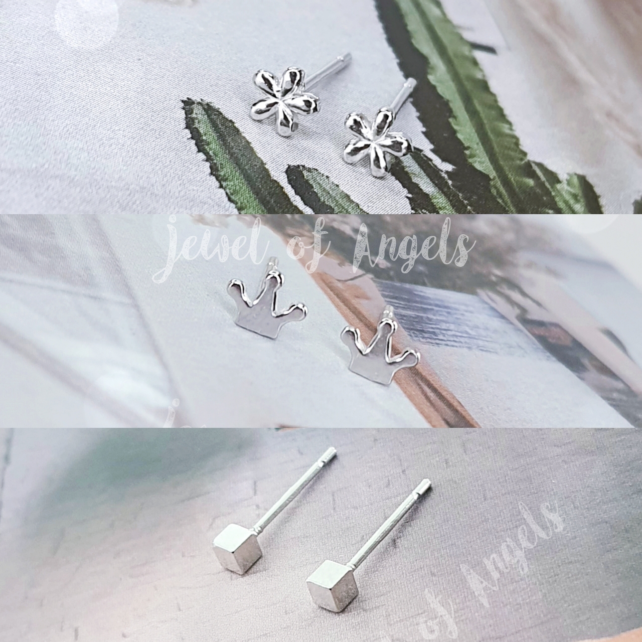 ต่างหูเงินแท้ S925 รุ่น Variety ต่างหูสตั๊ด stud มินิมอล ตุ้มหูเงินแท้ทั้งชิ้น Silver925