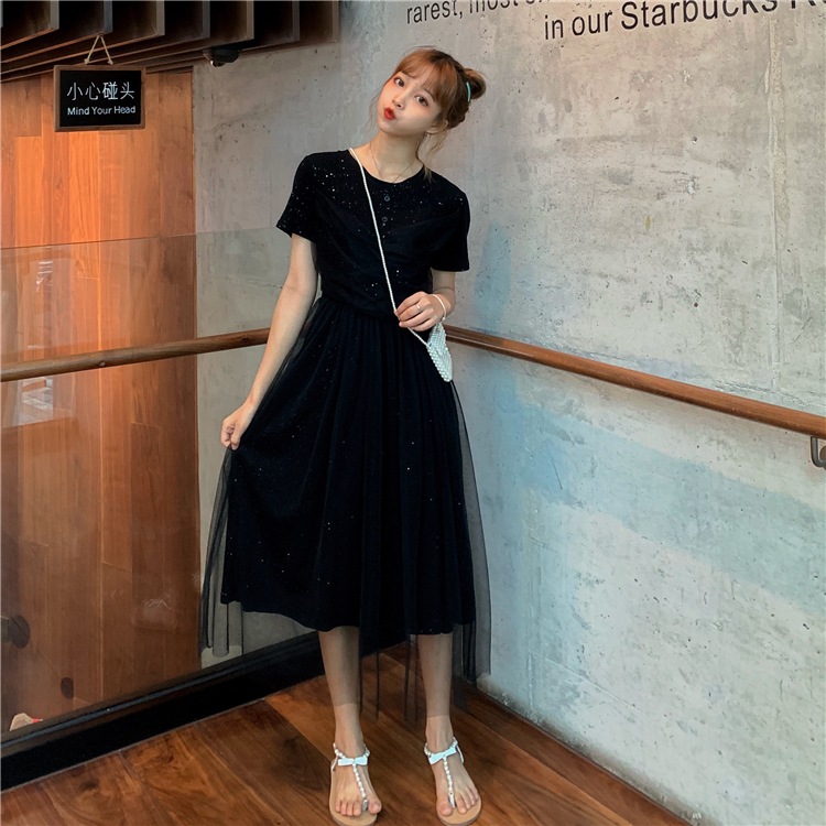 Dress4641 เดรสยาวสีดำผ้าวิ้งคอตตอนเนื้อดียืดหยุ่นได้ ดีเทลคลุมทับด้วยผ้าโปร่งซีทรู งานน่ารักดูดีไม่ซ้ำใคร ผ้าดีทรงสวยใส่แล้วดูแพง ใส่เที่ยว/ใส่ออกงานได้