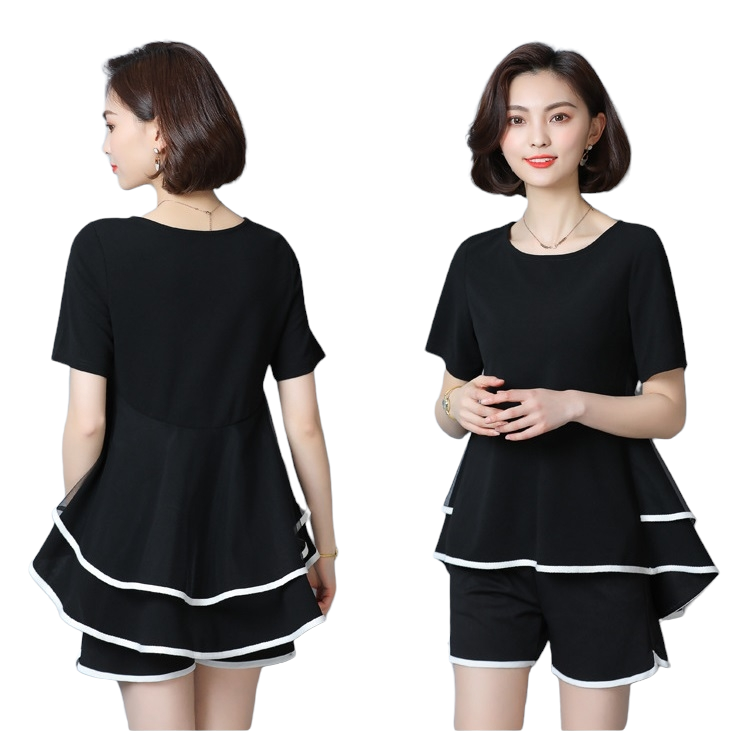 Set_bp1699 ชุดเซ็ท 2 ชิ้น(เสื้อ+กางเกง) เสื้อทรงหน้าสั้นหลังยาว+กางเกงขาสั้นเอวยืดมีกระเป๋าข้าง ผ้าคอตตอนผสมสแปนเด็กซ์เนื้อดีนุ่มยืดขยายได้เยอะ งานสวยใส่ง่ายน่ารักมาก