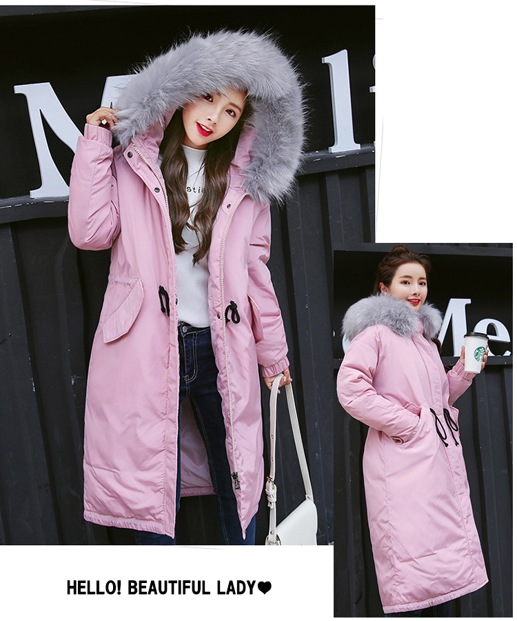 เสื้อกันหนาวฮู้ดดี้ ทรงยาว แต่งเฟอร์หนาฟู งานเกรดดีเหมือนแบบ บุนวมหนา อุ่นมาก หิมะก็เอาอยู่ (ถอดขนถอดฮู้ดได้) ชมพูฮู้ดเทา