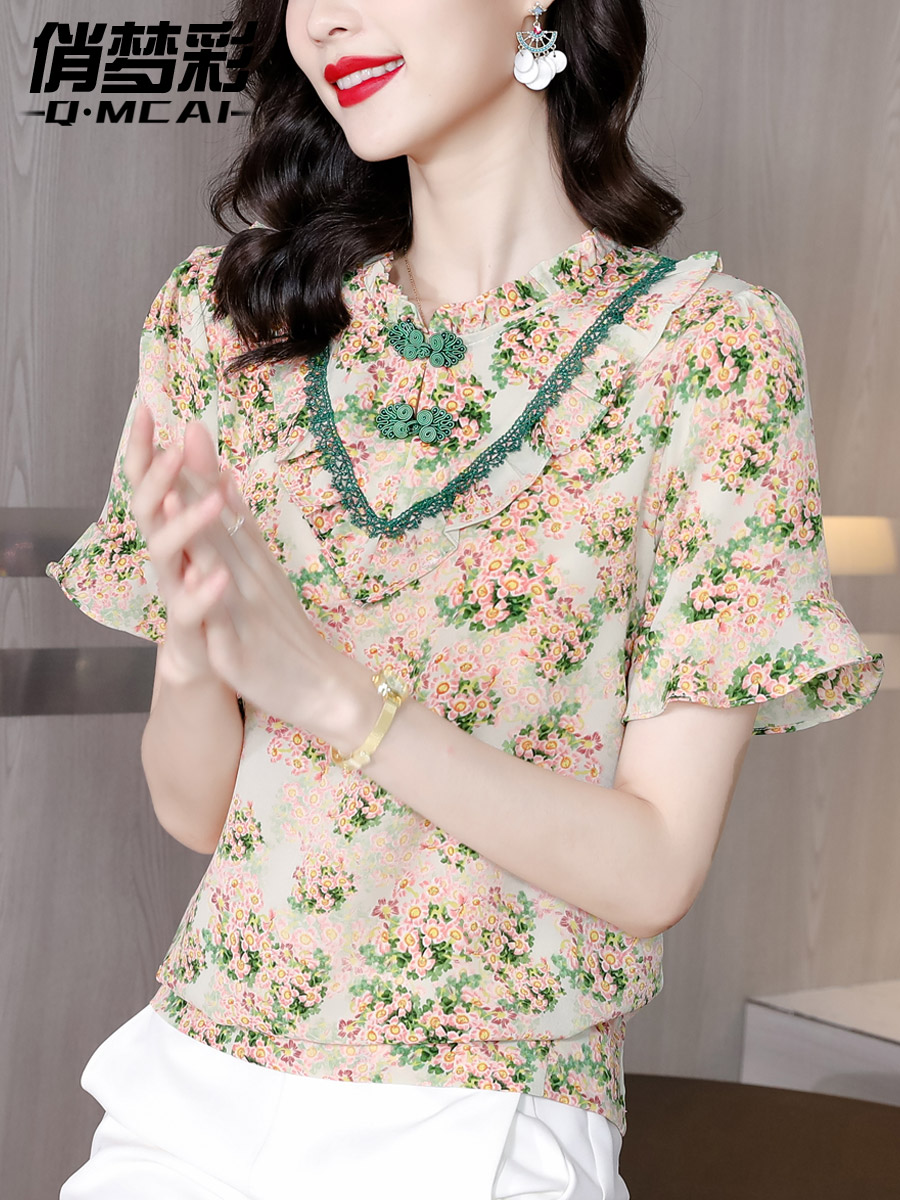 เสื้อชีฟอง เสื้อแฟชั่นสุภาพสตรีวัยผู้ใหญ่ มีไซต์ อก34นิ้ว-43นิ้ว