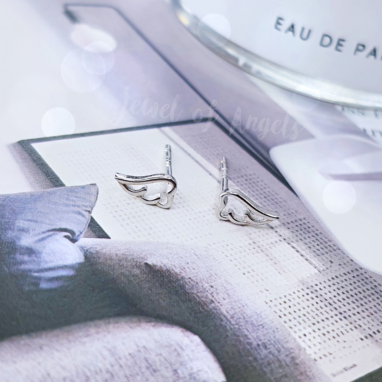 ต่างหูเงินแท้ S925 รุ่น Fly ต่างหูแป้น รูปปีกนางฟ้า สีเงิน เงินแท้ทั้งชิ้น Silver925 ต่างหู ตุ้มหูเงินแฟชั่น