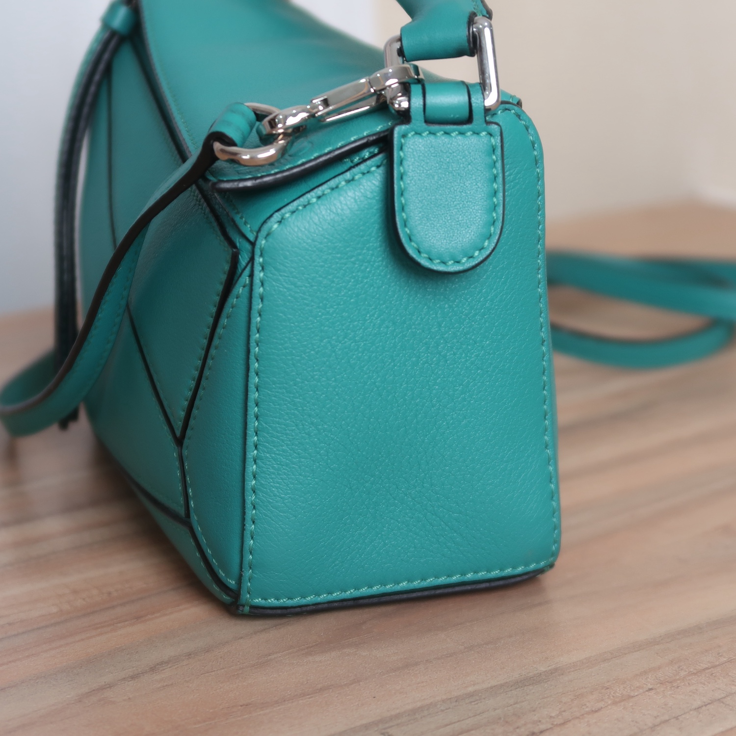 Loewe Emerald Green Calfskin Puzzle Mini SHW