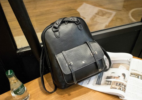 กระเป๋าเป้ หนังสีดำ ทรงสวย อยู่ทรงไม่ย้วย พร้อมส่ง black