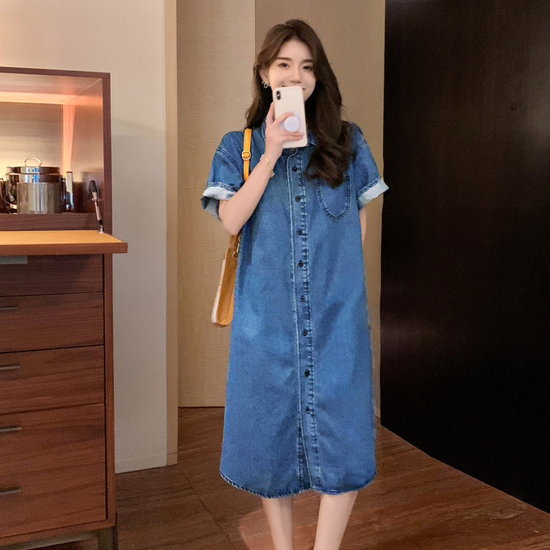 เดรสแขนสั้นมีไซส์L-4XLอก38-47นิ้ว